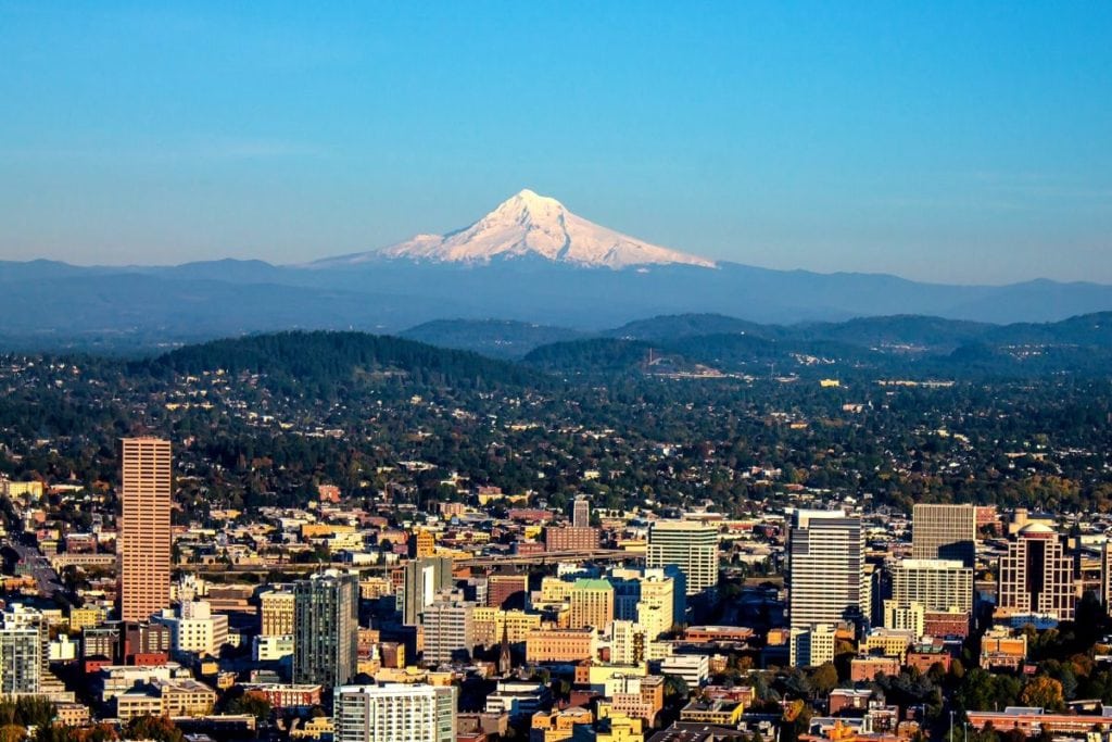 City of Portland with Mt. Hood View